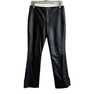 Rem Garson Split Hem Genuine Leather Pants Black 4